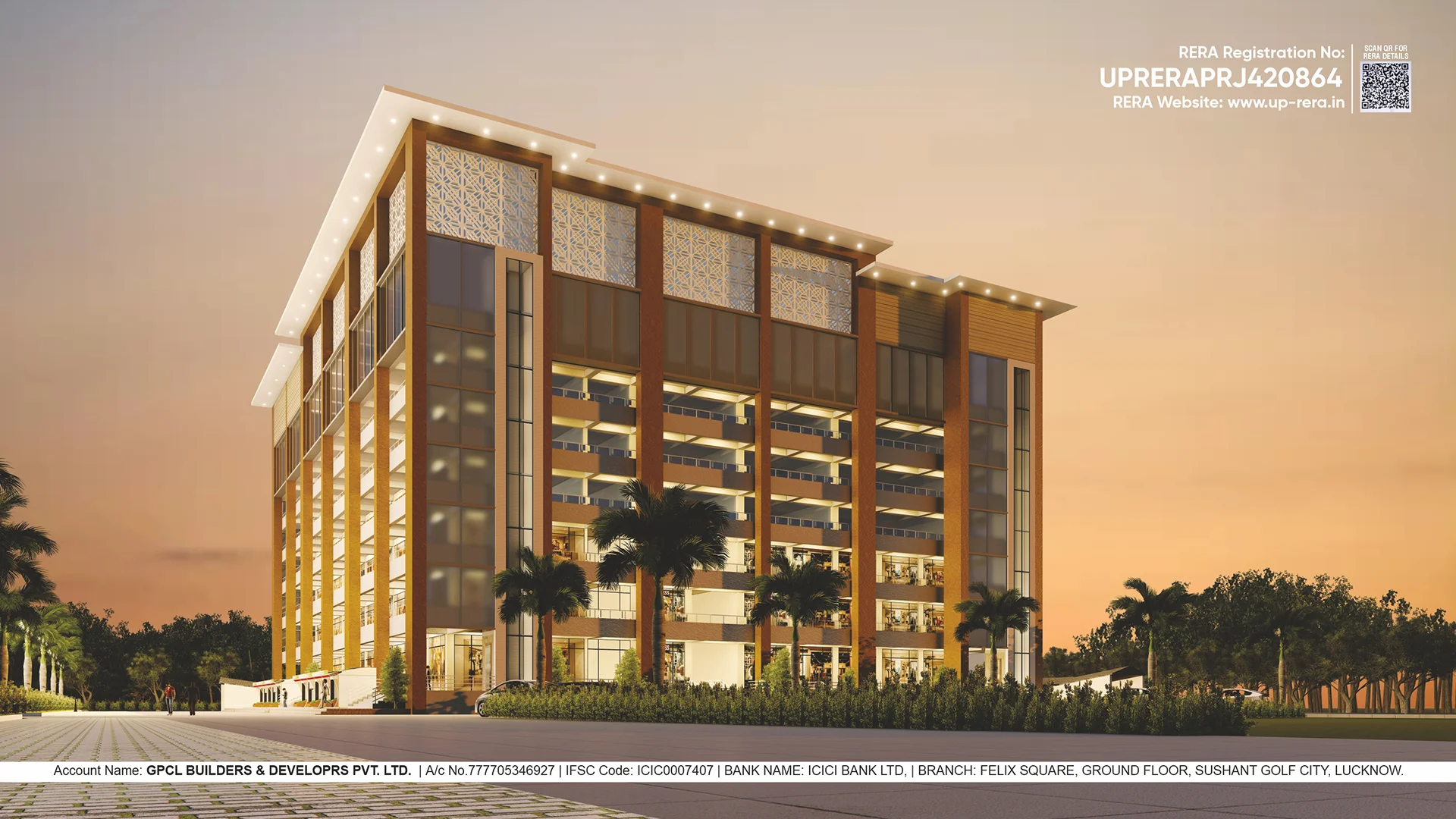 Brij Tower — front elevation, golden hour